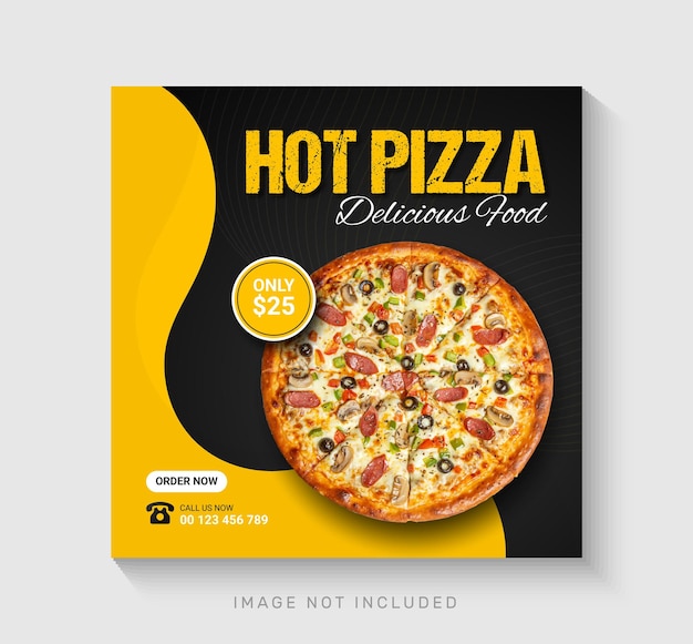 Modello di post o banner di social media per la vendita di pizza
