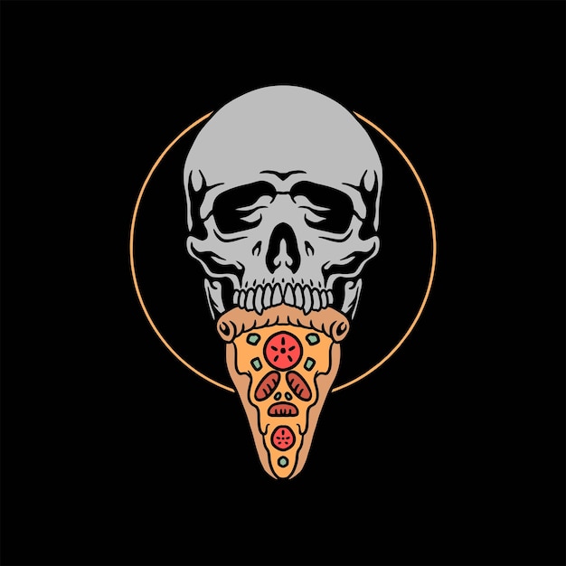 pizza schedel illustratie vector ontwerp