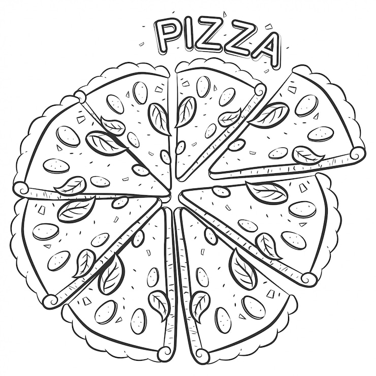 Pizza schets illustratie geïsoleerd op een witte achtergrond.