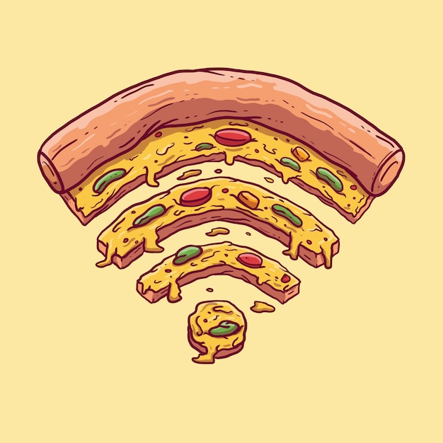 Pizza in a shape of a wifi symbol . Technology, fast food, pizza, food, internet, social media design concept