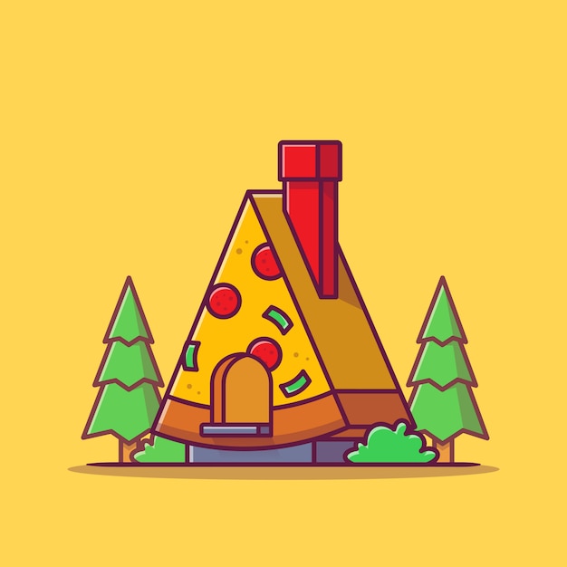 Pizza Shop Cartoon pictogram illustratie. Fast Food Icon Concept geïsoleerd. Platte cartoon stijl