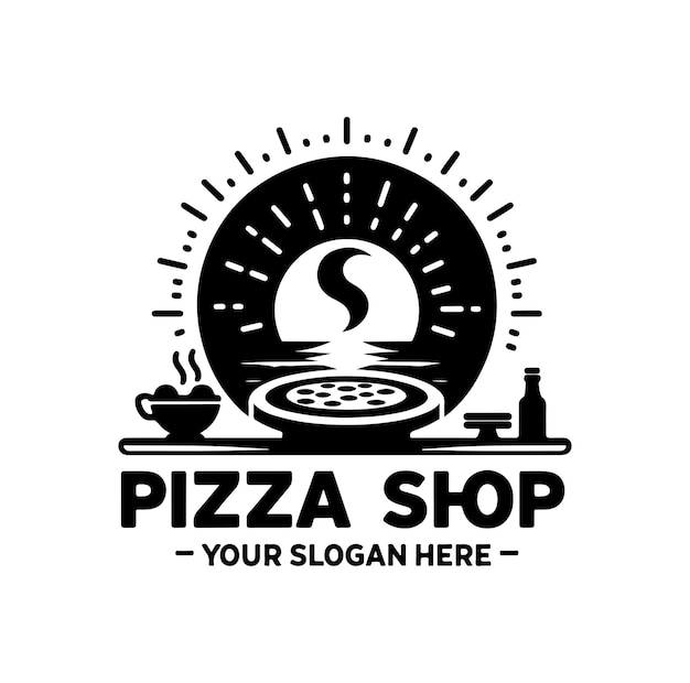 Pizza shop logo vector illustration