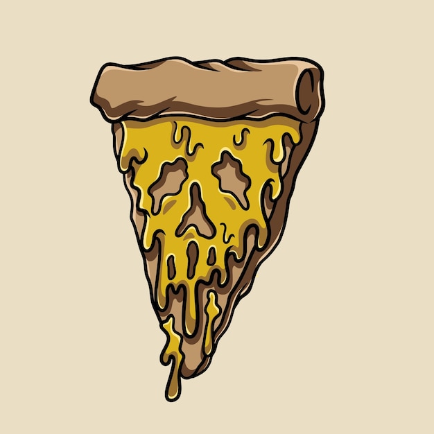 Vettore cartone animato streetwear con teschio per pizza