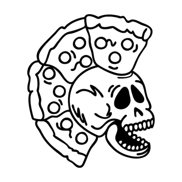 Pizza skull. Vector llustrations.