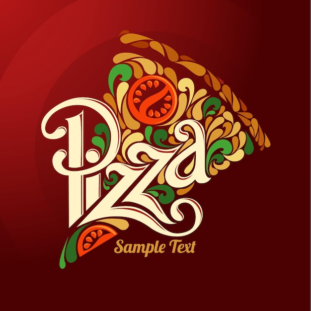 Vector pizza slice advertising red poster
