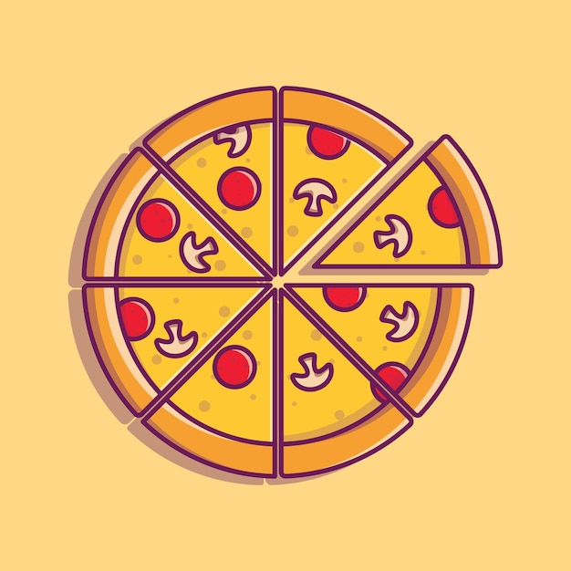 Pizza slice cartoon illustration