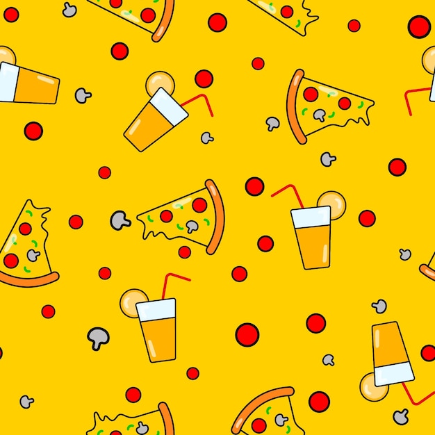 Pizza Slice En Limonade Naadloos Patroon