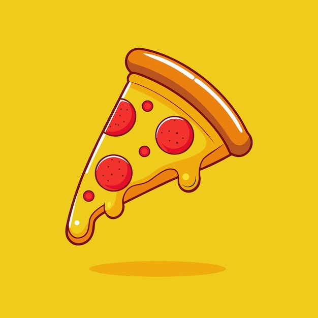 Pizza Slice gesmolten cartoon vector icoon illustratie geïsoleerde platte cartoon stijl