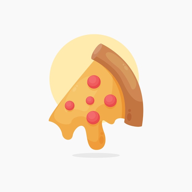 Pizza slice icon cartoon style illustration