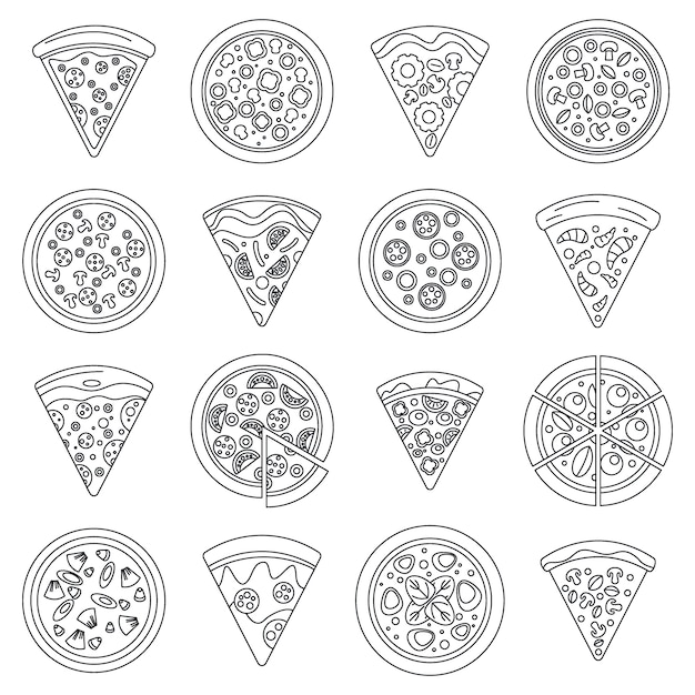 Pizza slice icon set