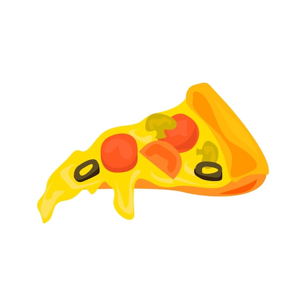 Pizza slice illustration in color cartoon style editable