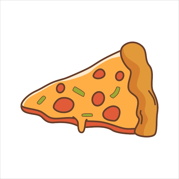 Vector pizza slice illustration isolated white background