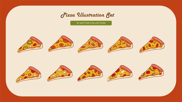 Vettore insieme dell'illustrazione della fetta di pizza