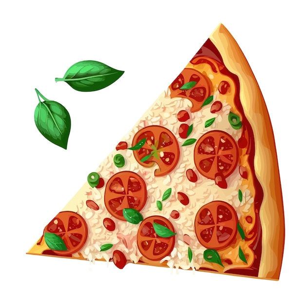 Pizza slice op een witte achtergrond Handgetekende illustratie geïsoleerd op een witte achtergrond in boho-stijl