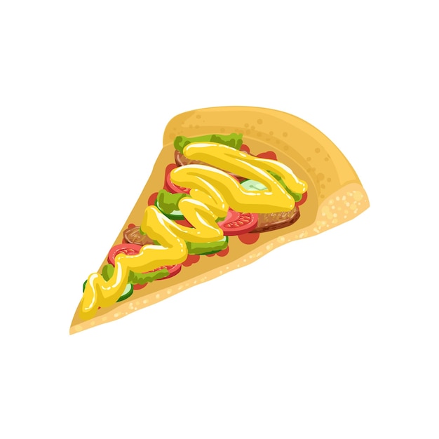 Pizza Slice Street Food Menu Item Realistic Detailed Illustration