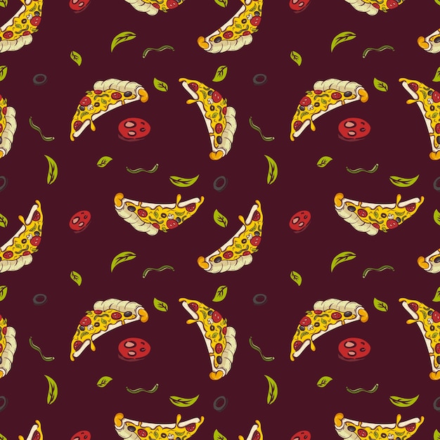 Pizza slice themed seamless pattern