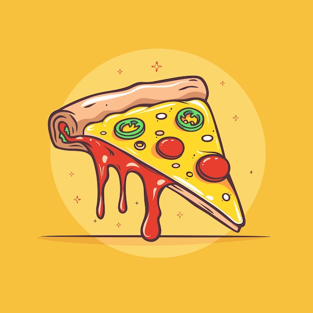 Pizza slice vector cartoon illustration icon design