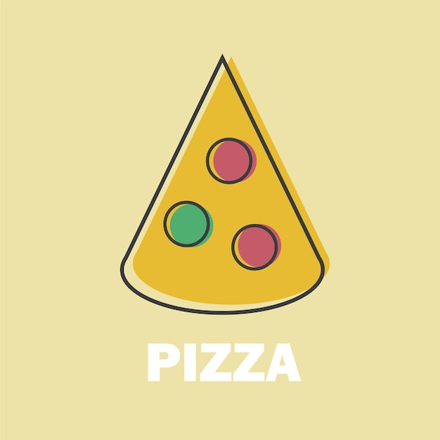 Pizza slice Vector Illustratie in Line Art Flat Style Design Grappige afbeelding voor menu of site symbool