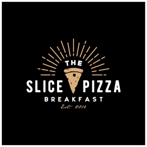 Pizza slice per vintage rustico retro vintage pizzeria ristorante bar bistro logo design