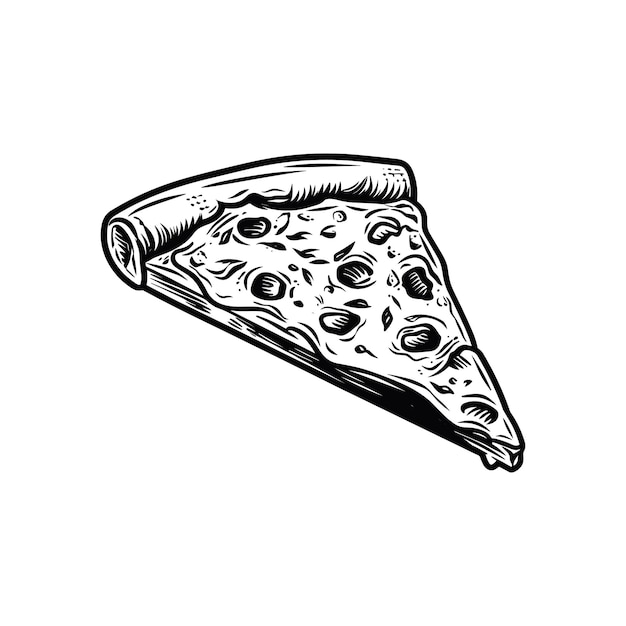 pizza slice vintage woodcut drawing vector