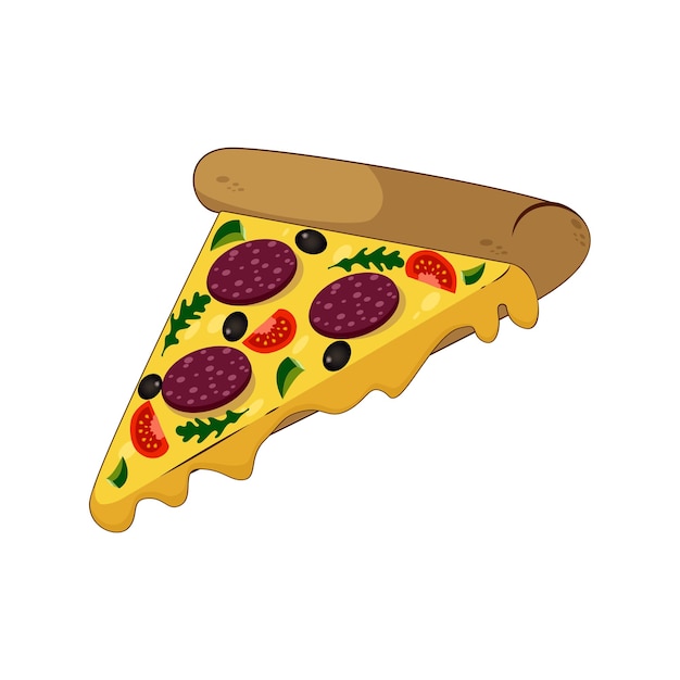 Pizza slice on white background Vector