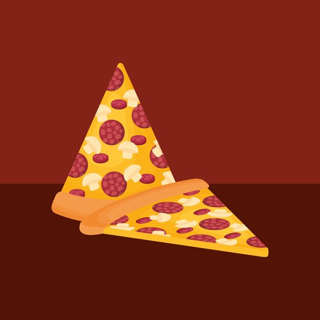 pizza slices over red background