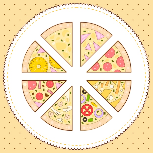 Vector pizza slices set