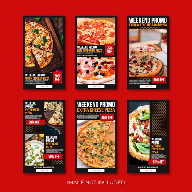 Vector pizza social instagram story or banner template