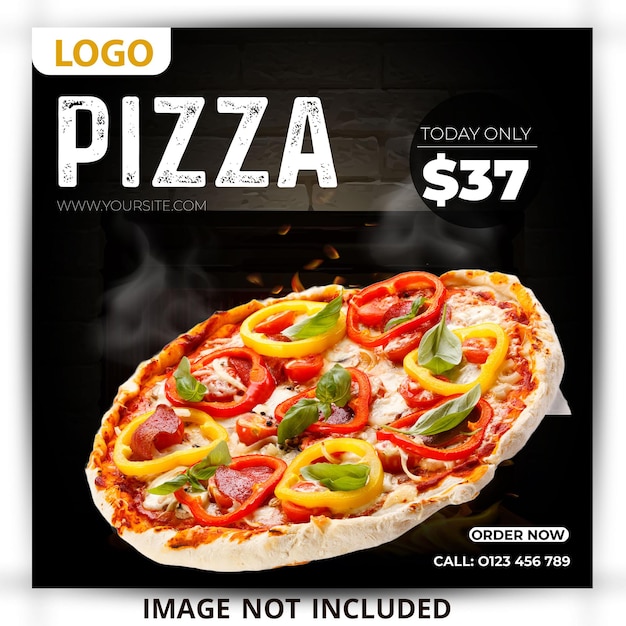 Pizza social media banner post and menu template