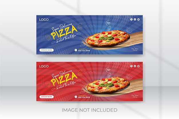 Vector pizza social media cover promotional post design