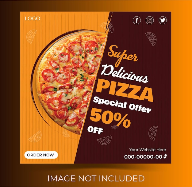 Pizza social media template Banner promoting a food company on social networking