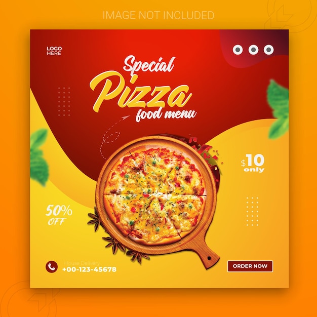 Pizza sociale media en heerlijke pasta banner postontwerp