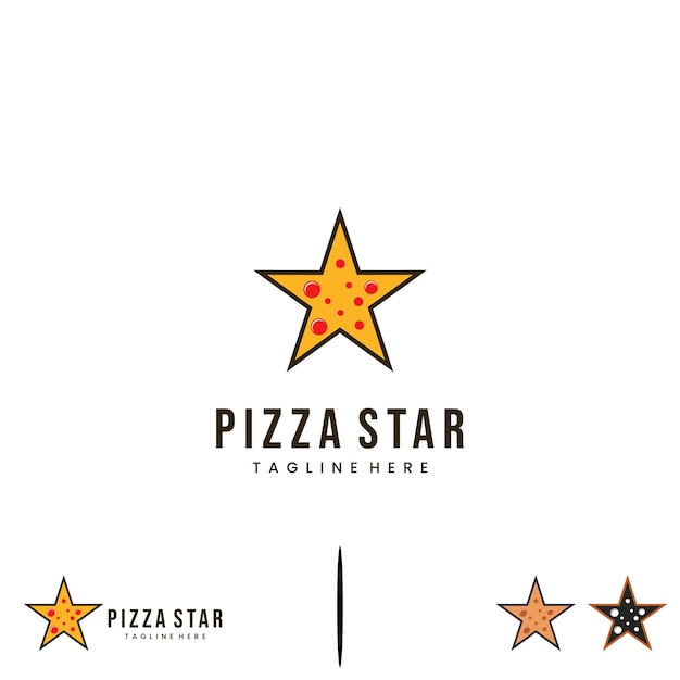 Pizza ster logo ontwerp op geïsoleerde achtergrond ster met pizza logo concept