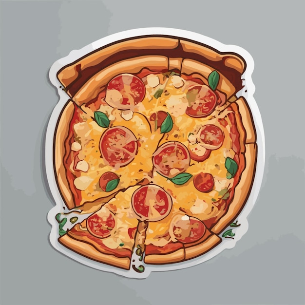 Vector pizza sticker cartoon vector