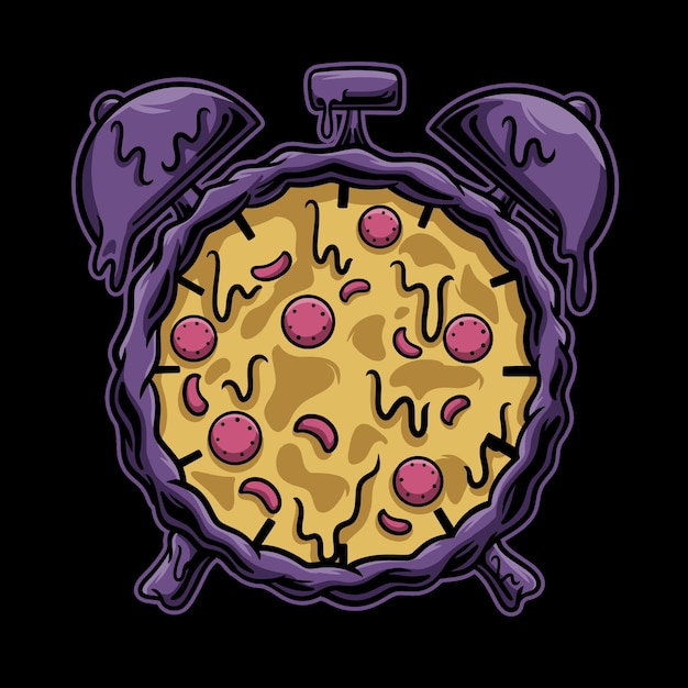 Vector pizza time clock