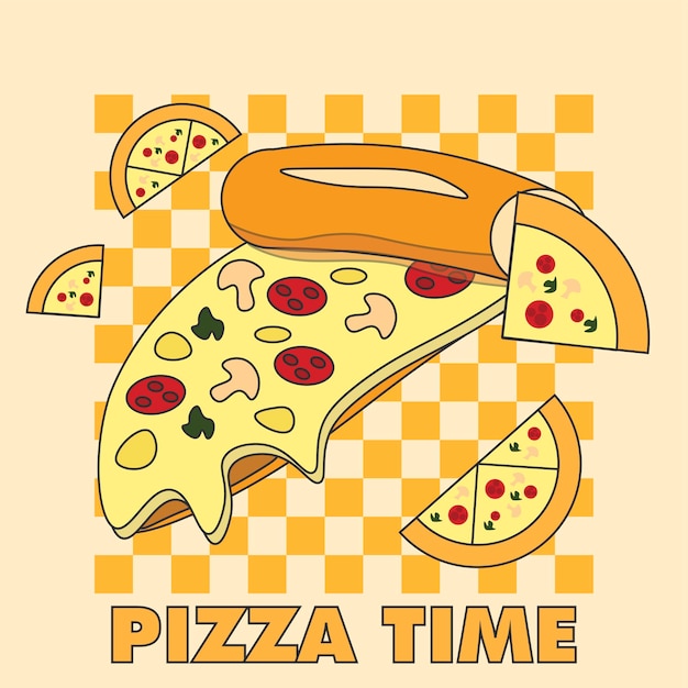 pizza time design vector banner