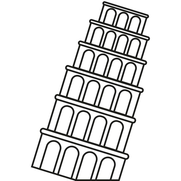 Icona della torre della pizza gente romana antica illustrazione di vettore immagine di riserva