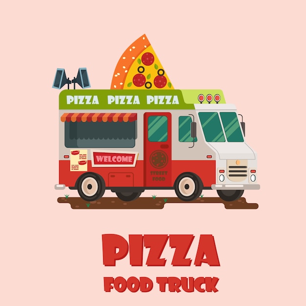 Vector pizza truck icon