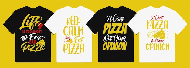 Pizza typografie illustraties met belettering citaten voor t-shirt en merchandise