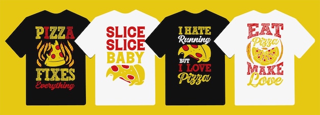 Illustrazioni di tipografia della pizza con citazioni scritte per t-shirt e merchandising