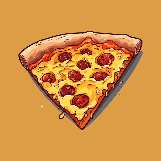 ベクトル ピザベクトル ピザの飛ぶスライス 漫画ベクトル イラスト ファストフードコンセプト 孤立したベクトル