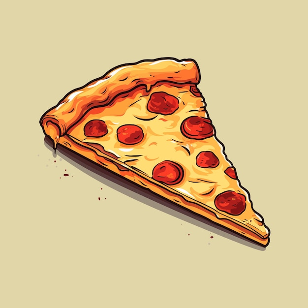 Вектор пиццы Летающий кусок пиццы мультфильм вектор иллюстрация концепция быстрого питания изолированный вектор