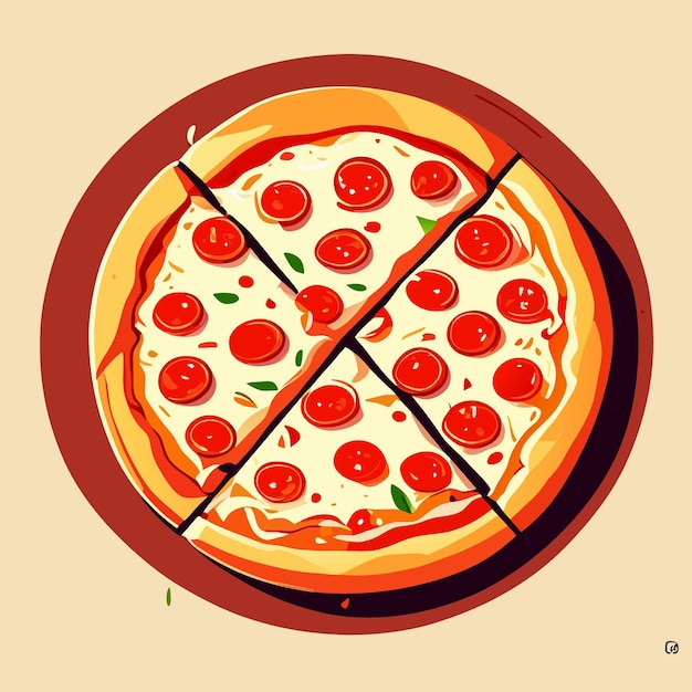 Illustrazione vettoriale piana di pizza