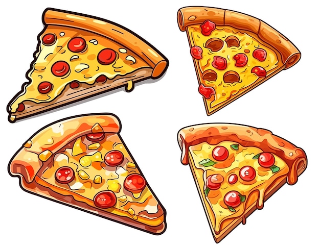 Vector pizza vector pizza illustratie ontwerpset