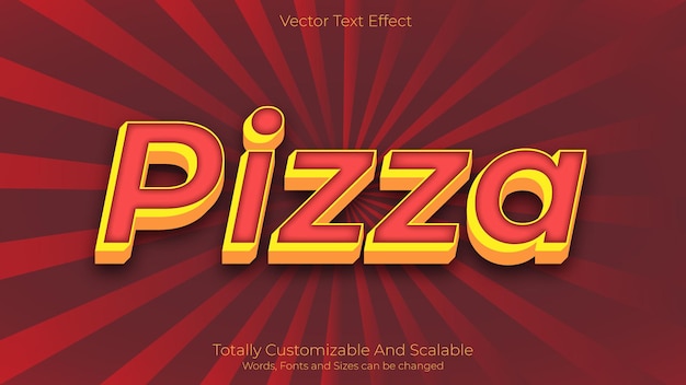 Презентация векторного текстового эффекта пиццы с красным и желтым цветами также творческая