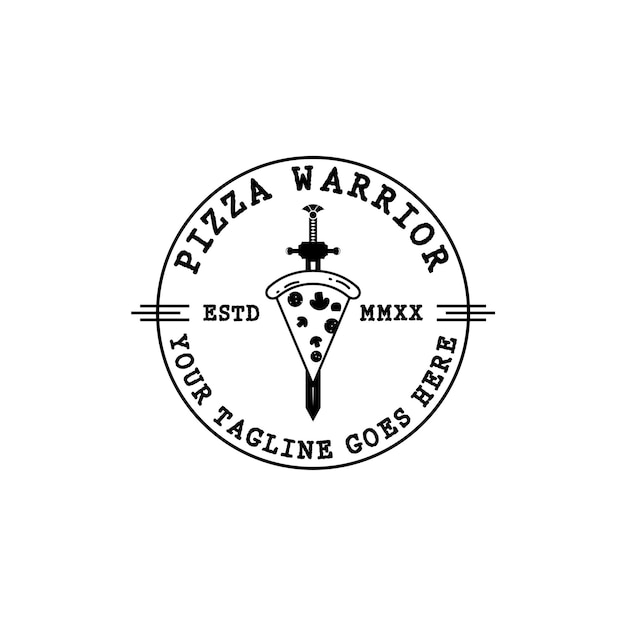 pizza warrior vector logo design