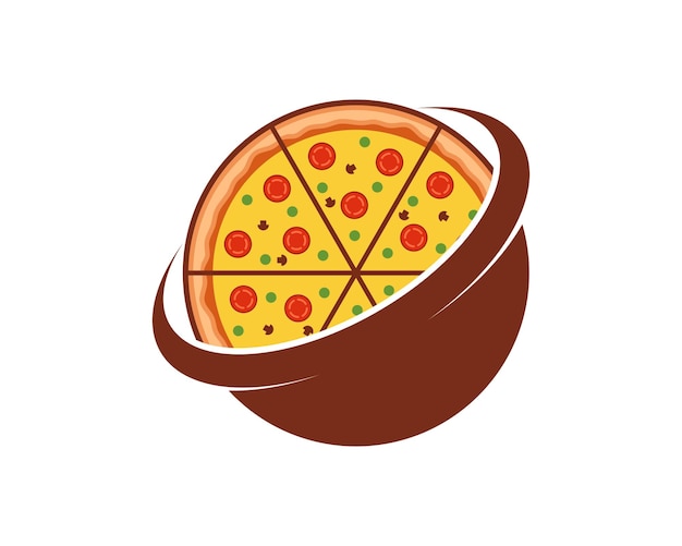 Pizza with planet shape logo