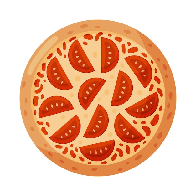 Vector pizza with tomatoes izolated on white background italian fast food