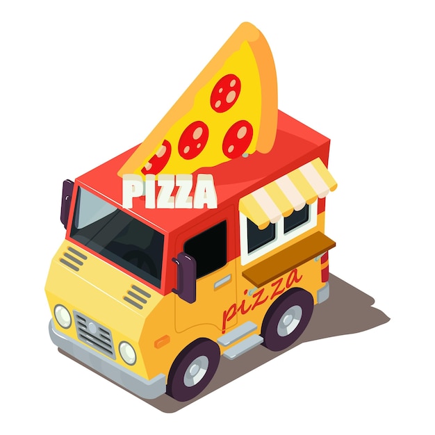 Pizzamachine-pictogram Isometrische illustratie van pizzamachine vectorpictogram voor web