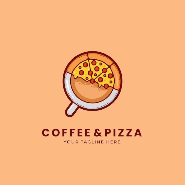 Vector pizzeria and coffee shop logo